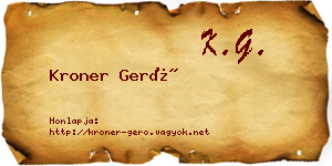 Kroner Gerő névjegykártya
